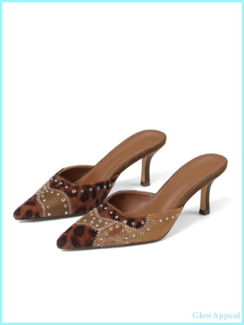 Studded Faux Suede Kitten Heel Mules